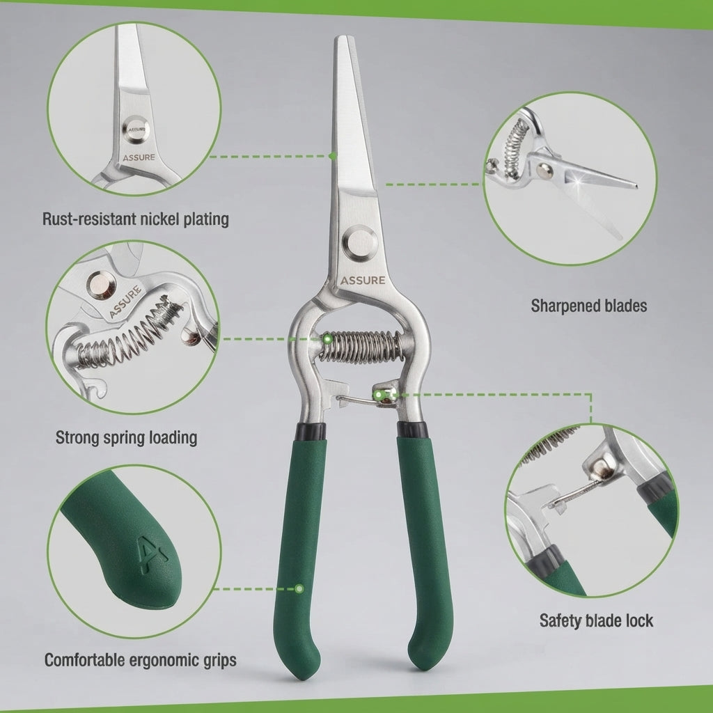Garden pruning scissors with nickel-plated blades