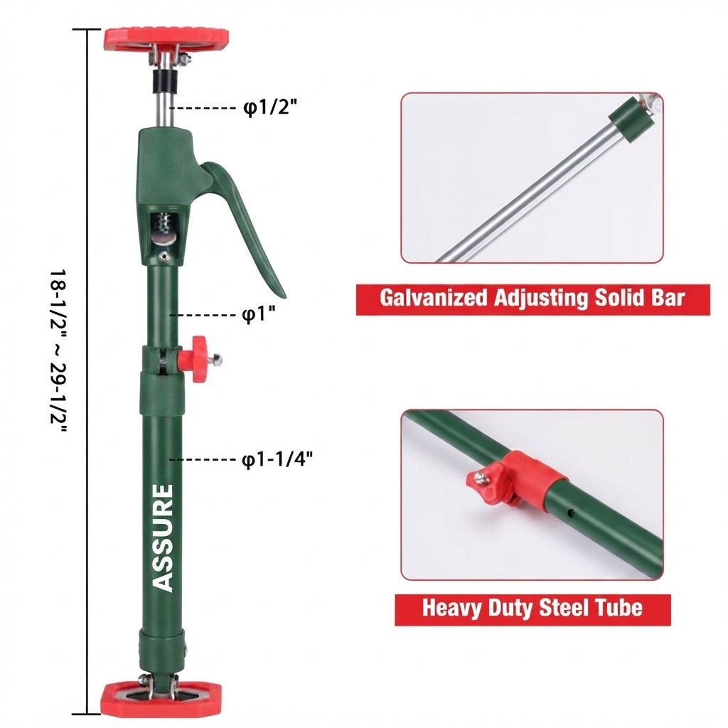Adjustable support pole with rotating head