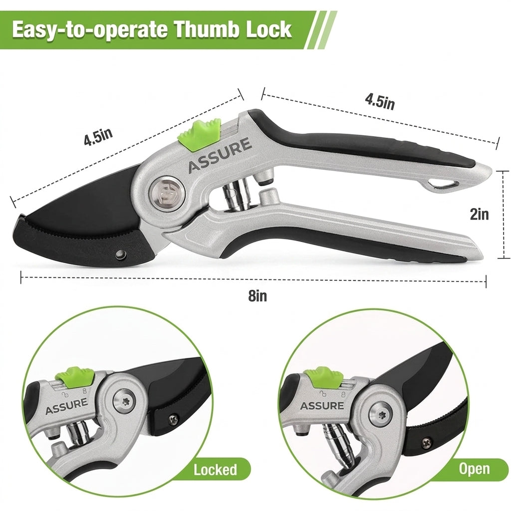 Garden pruning shears with non-stick SK5 blade