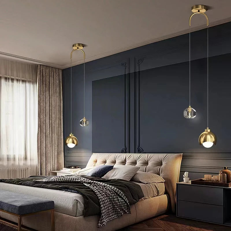 minimalist crystal hanging ceiling light for living room decor
