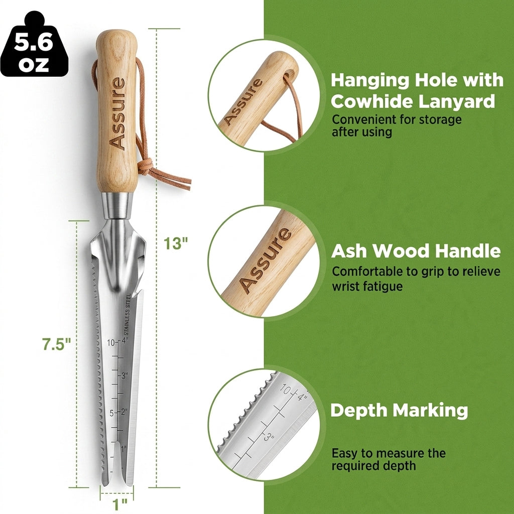 Multifunction garden trowel with wooden handle